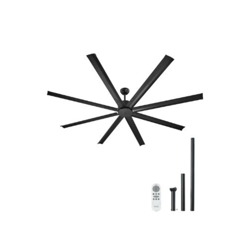 High Airflow 84 Inch Aluminum Blade Ceiling Fan with Remote Control for Patio & Living Room