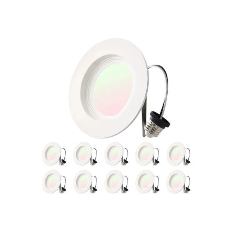 High Efficiency 4-Inch LED Ceiling Recessed Lights with Selectable White Tones 10 Pack