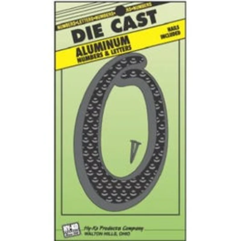 House Address Number "0", Black Die-Cast Aluminum, 4.5-In.