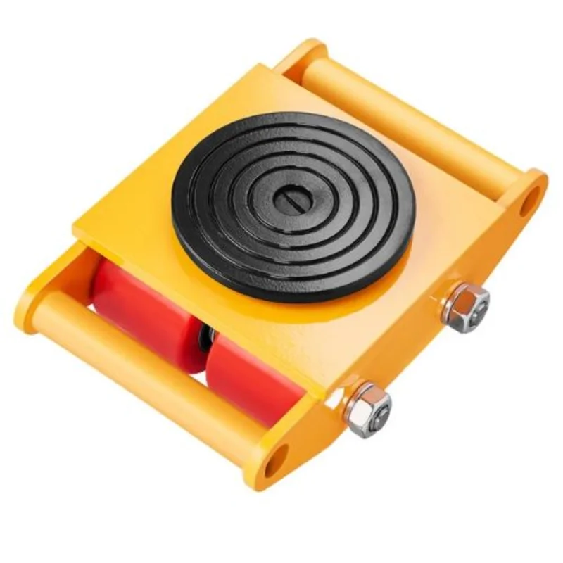 Industrial Machinery Mover Heavy Duty Carbon Steel Machinery Moving Skate with 4 PU Wheels and 360 Rotation Non-Slip Cap for Warehouse