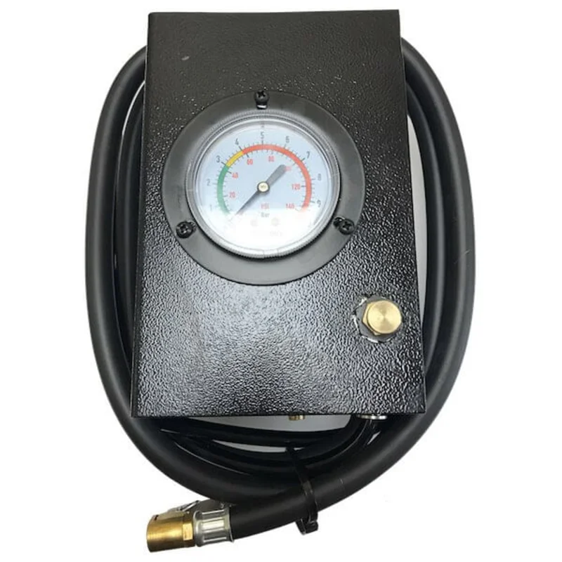 Inflation box with gauge and hoses