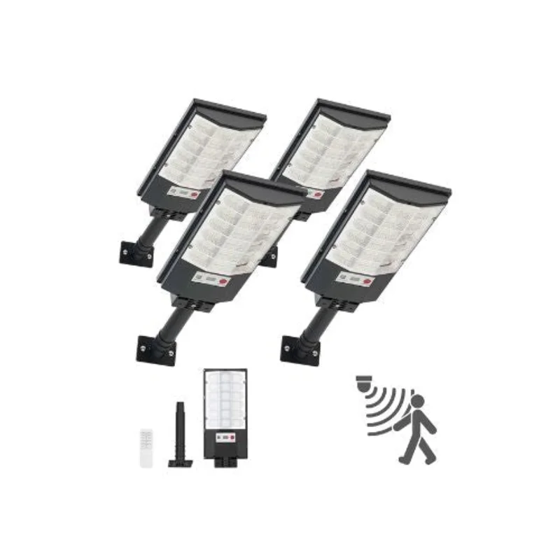 IP65 Waterproof Outdoor 500W Solar Powered Motion Sensor LED Street Light 4 Pack