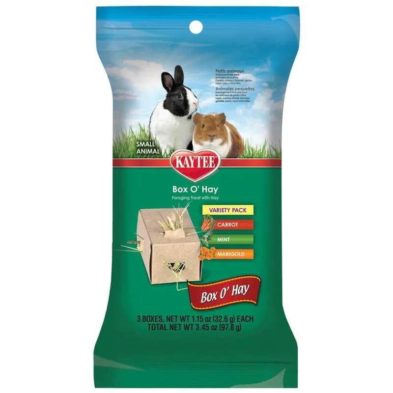 Kaytee Box O' Hay Variety Pack Carrot, Mint, and Marigold 3.45 OZ