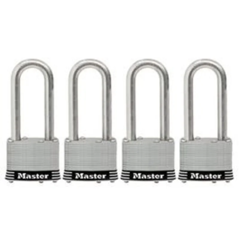 Keyed Laminated Padlocks, Stainless Steel, 2-In., 2.5-In. Long Shackle, 4-Ct.