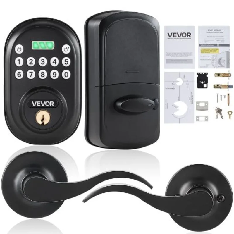 Keyless Entry Door Lock with Handle, Electronic Keypad, Matte Black DS50+L