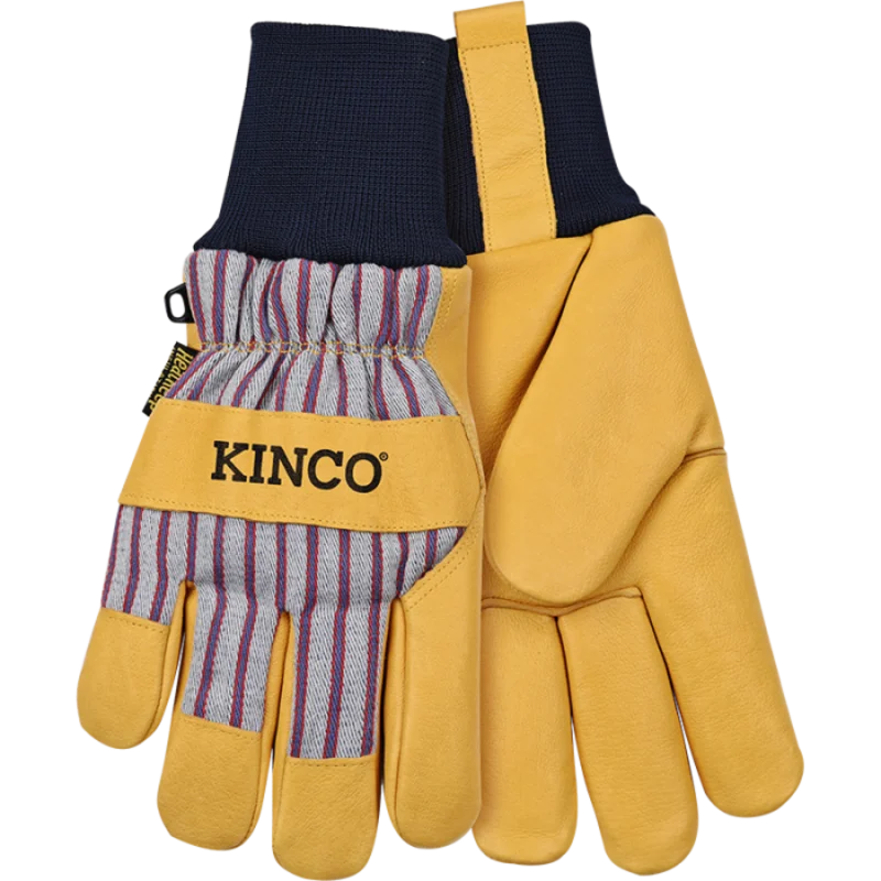 Kinco 1927KW Lined Premium Grain Pigskin Palm with Knit Wrist Gloves Otto Striped