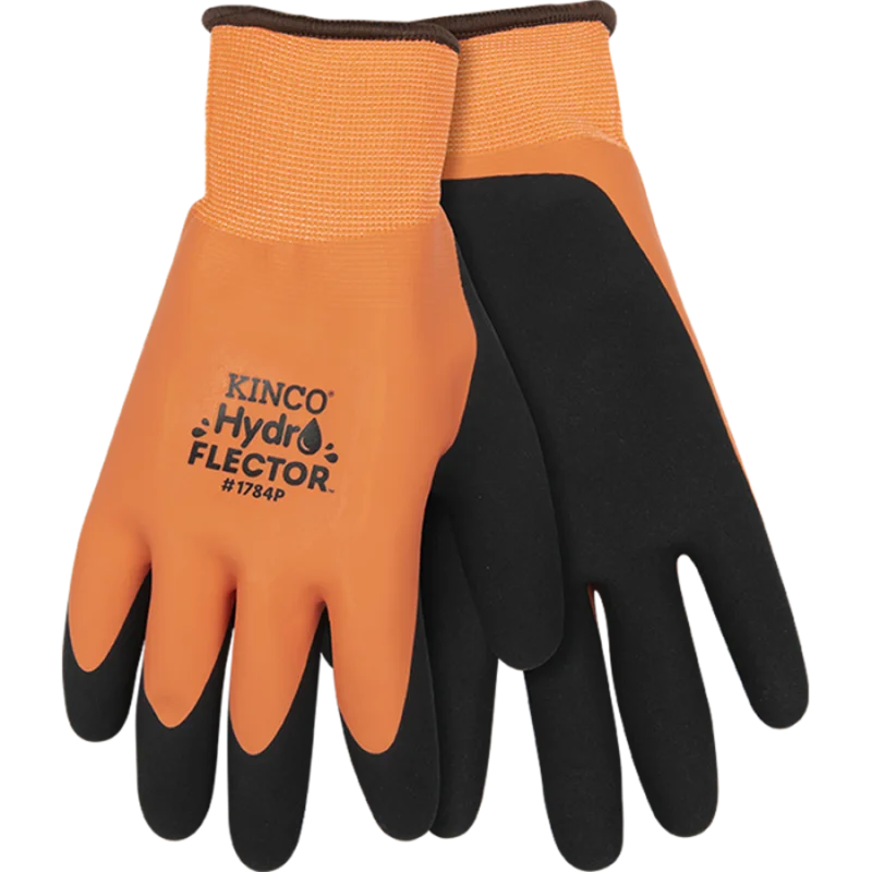 Kinco HydroFlector Lined Waterproof Hi-Vis Orange Thermal Knit Shell & Double-Coated Latex High-Visibility Orange