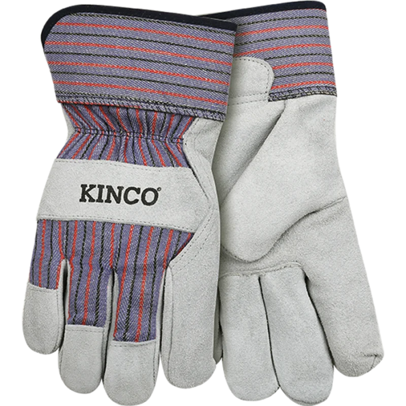 Kinco Suede Cowhide Palm With Safety Cuff Large Gray Gray