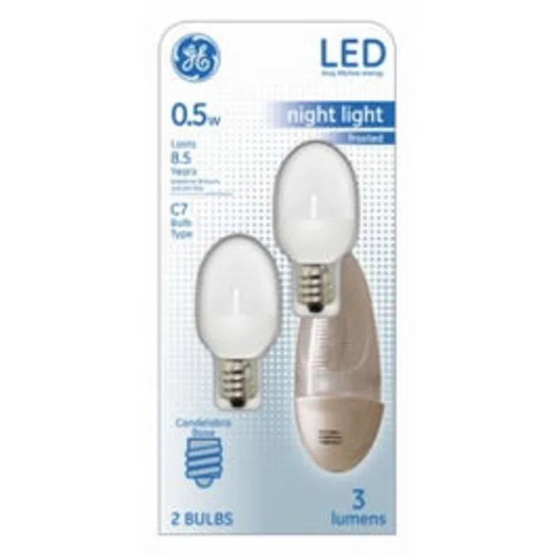 LED Night Light Bulb, C7, White, 5-Watts
