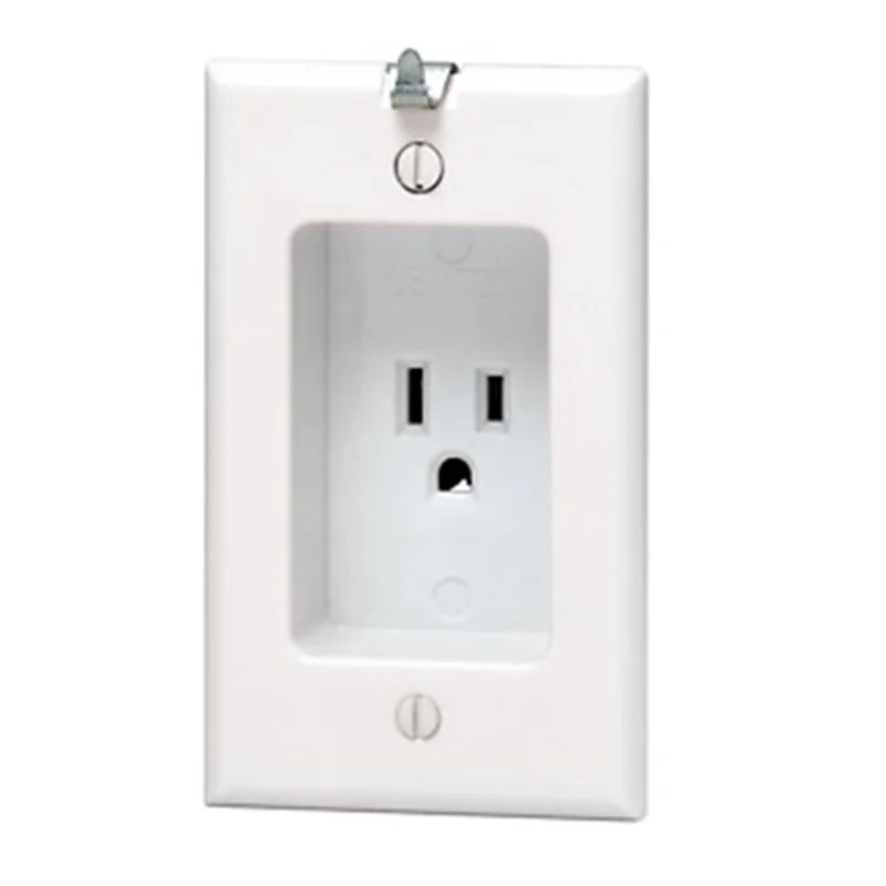 Leviton 15 Amp 1-Gang Recessed Single Outlet/Receptacle 688-W