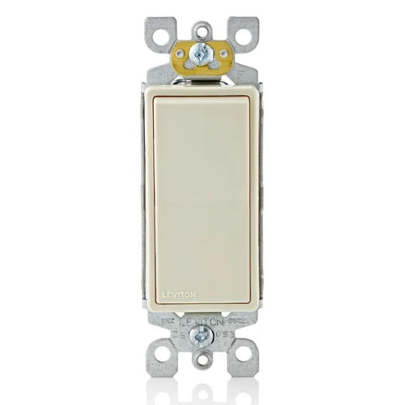 Leviton 15 Amp 120/277V Decora Rocker Single-Pole AC Quiet Switch 5601-P2T