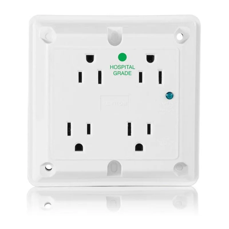 Leviton 15 Amp 125 Volt Surge Protected Quadruplex Receptacle Hospital Grade 8480-W
