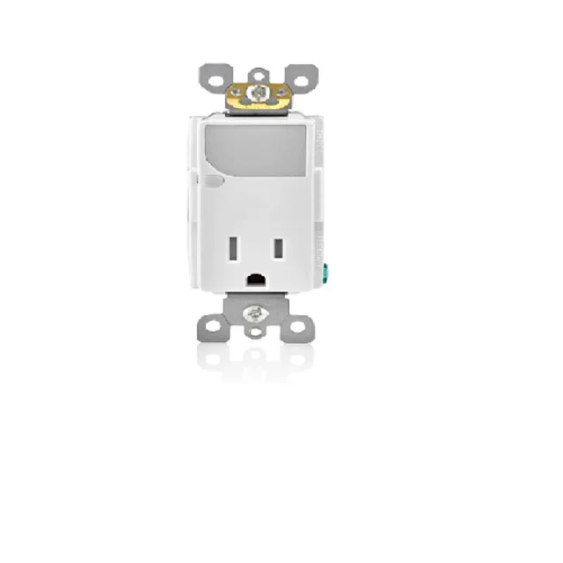Leviton 15 Amp Decora Tamper-Resistant Receptacle With LED Guide Light White T6525-W
