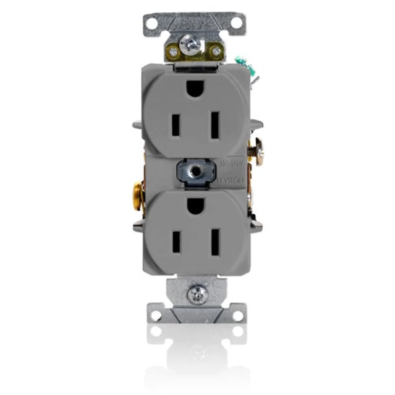 Leviton 15 Amp Duplex Receptacle/Outlet Industrial Grade Self Grounding 5252-GY