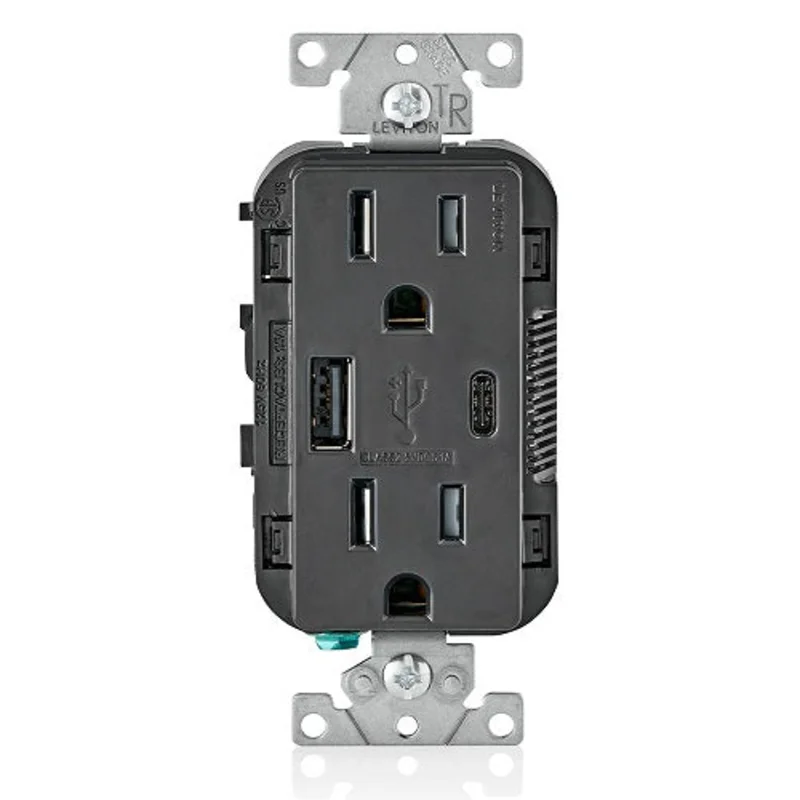 Leviton 15 Amp NEMA 5-15R Wall Outlet Charger T5633-E