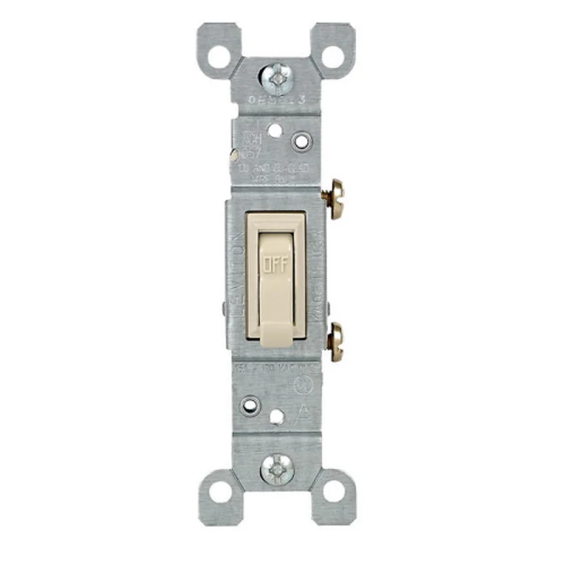 Leviton 15A 120V Single Pole Toggle Switch Non Grounding Ivory 1451-ICP