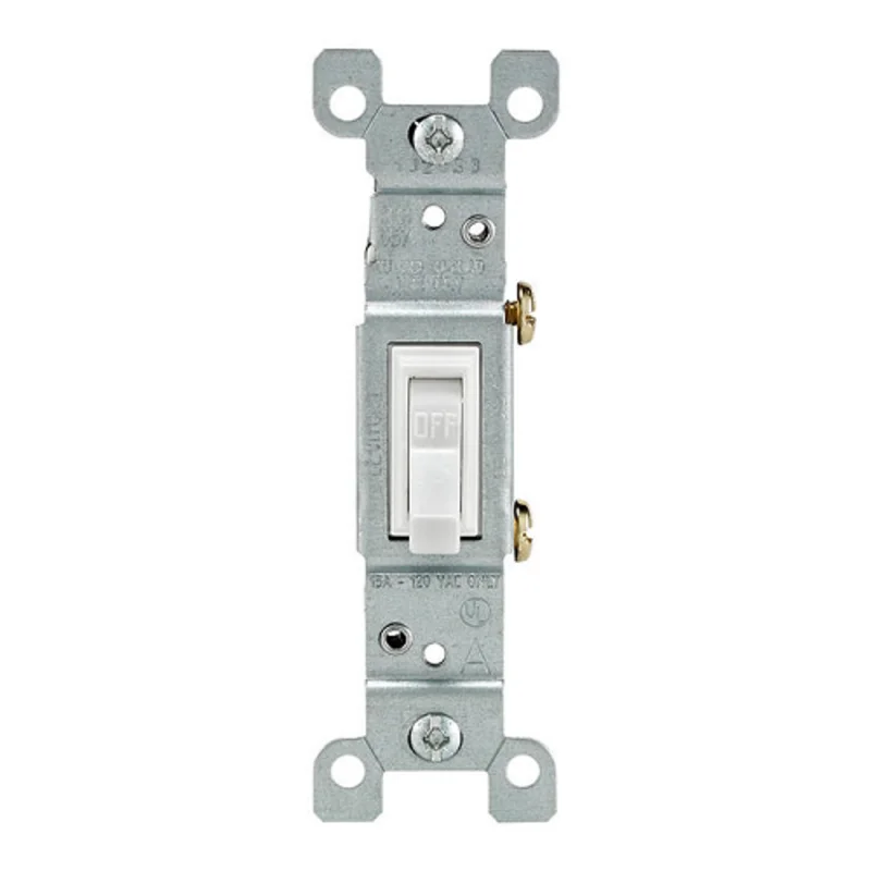 Leviton 15A 120V Single Pole Toggle Switch Non Grounding White 1451-WCP