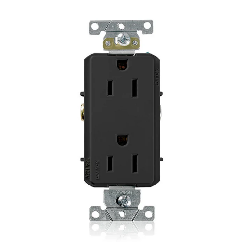 Leviton 15A 125V Decora Plus Duplex Receptacle Outlet Black 16242-E