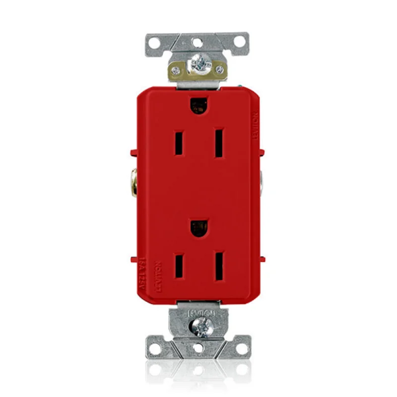 Leviton 15A 125V Decora Plus Duplex Receptacle Outlet Red 16252-R
