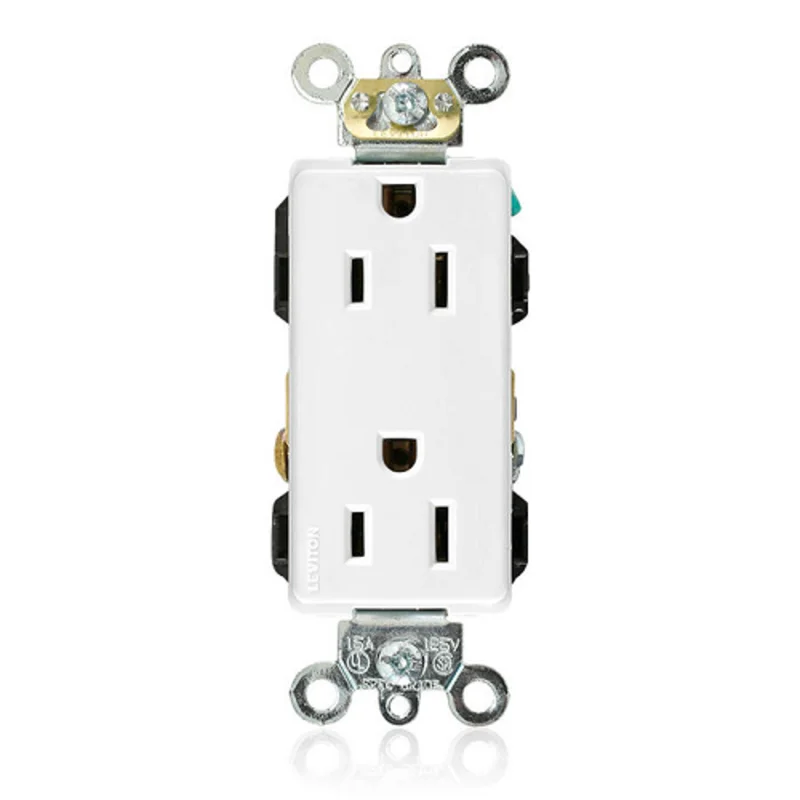 Leviton 15A 125V Decora Plus Duplex Receptacle Outlet White 16262-W