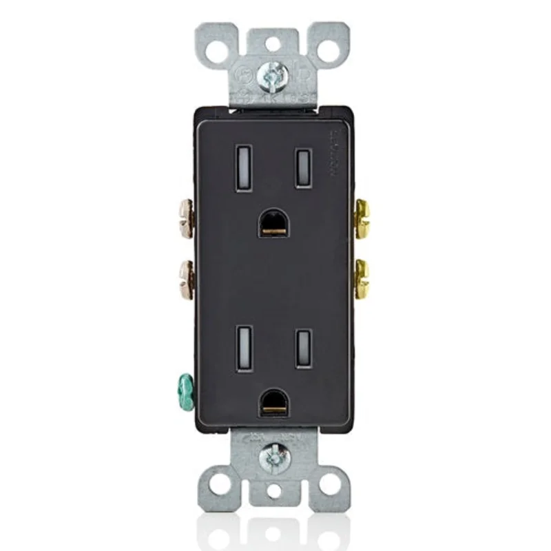 Leviton 15A 125V Decora Tamper Resistant Duplex Outlet Black T5325-E