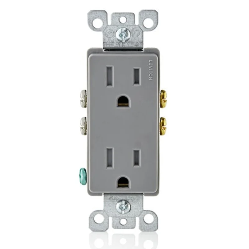 Leviton 15A 125V Decora Tamper Resistant Duplex Outlet Gray T5325-GY