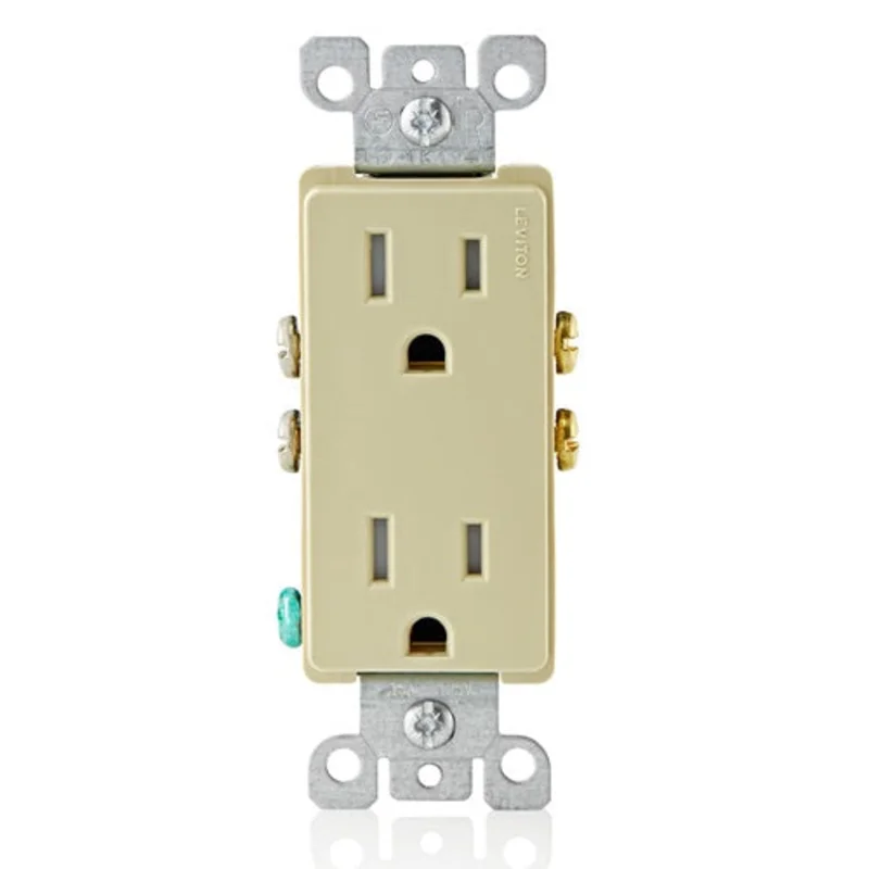 Leviton 15A 125V Decora Tamper Resistant Duplex Outlet Ivory T5325-I