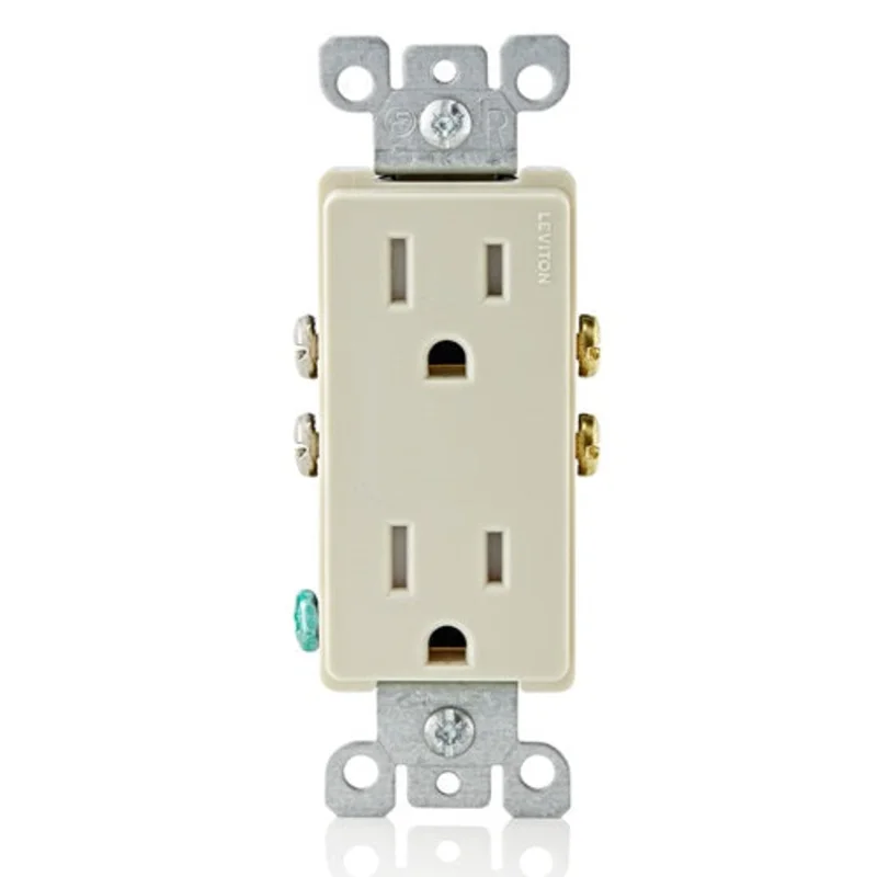 Leviton 15A 125V Decora Tamper Resistant Duplex Outlet Light Almond T5325-T