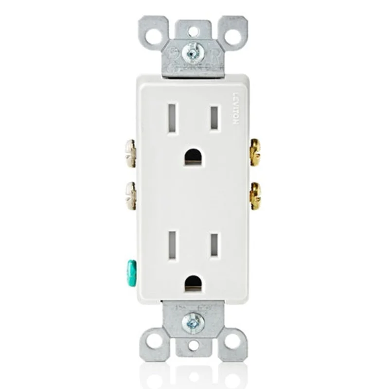 Leviton 15A 125V Decora Tamper Resistant Duplex Outlet White T5325-W