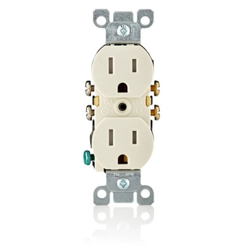 Leviton 15A 125V Tamper Resistant Duplex Outlet Light Almond T5320-T