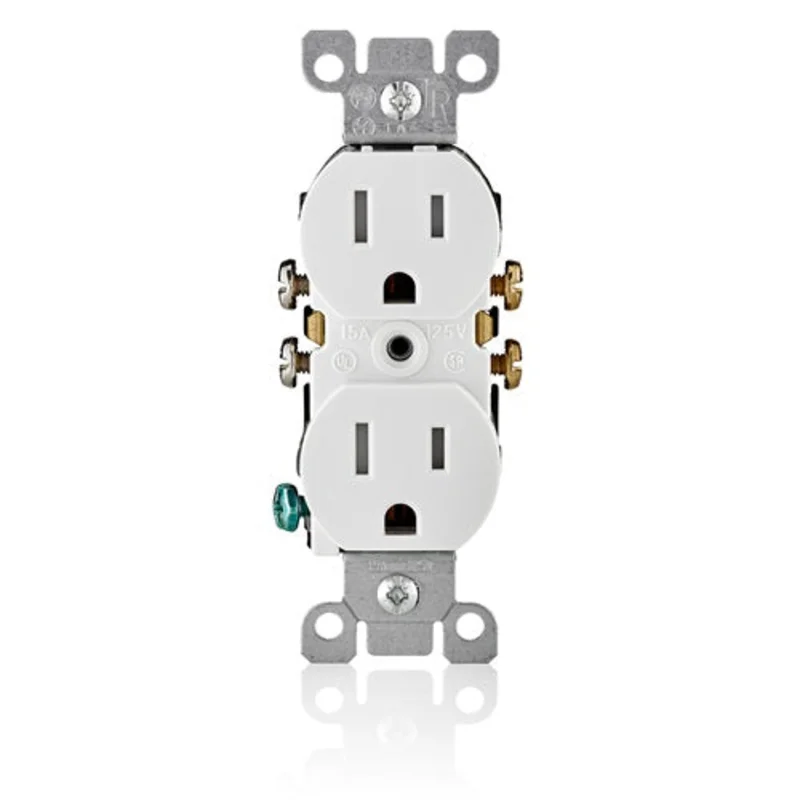 Leviton 15A 125V Tamper Resistant Duplex Outlet Light White T5320-W