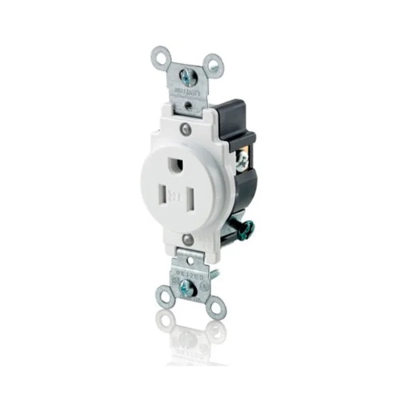 Leviton 15A 125V Tamper Resistant Single Receptacle White T5015-W