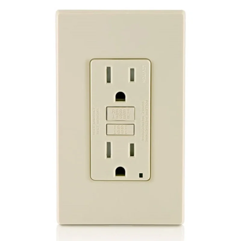 Leviton 15A 125V Tamper Resistant SmartlockPro GFCI Receptacle Light Almond GFTR1-T