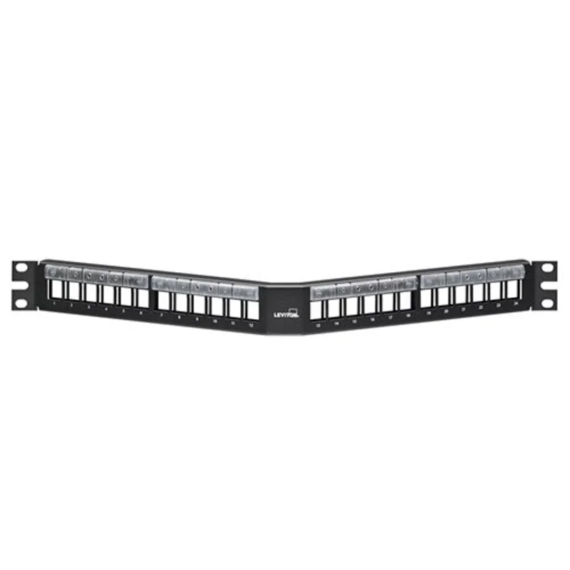 Leviton 1RU Angled QUICKPORT Patch Panel with Magnifying Lens 49256-L24