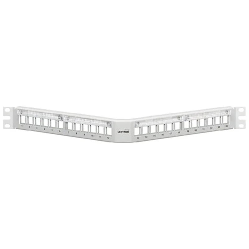 Leviton 1RU Angled QUICKPORT Patch Panel with Magnifying Lens 49256-W4M