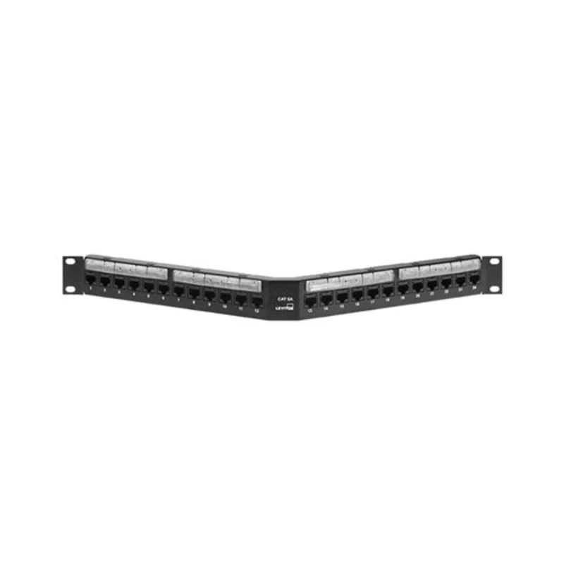 Leviton 1RU Cat 6A Angled 110-Style Patch Panel 24-Port 6A587-U24