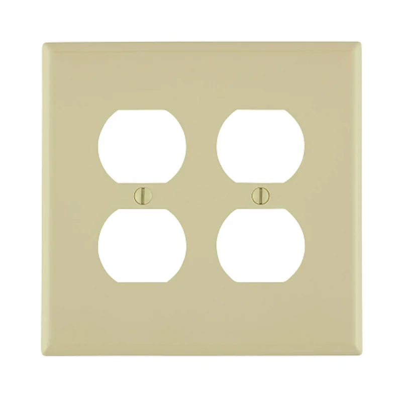 Leviton 2 Gang Duplex Outlet Wallplate Midway Size Ivory PJ82-I