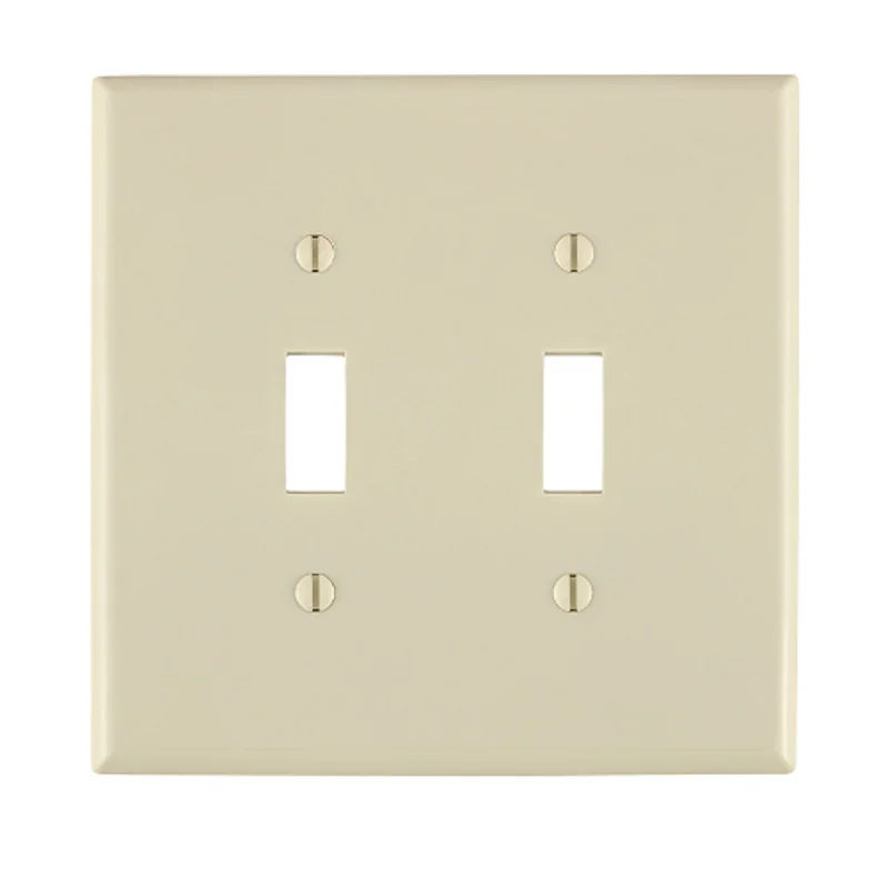 Leviton 2 Gang Toggle Switch Wallplate Midway Size Light Almond PJ2-T