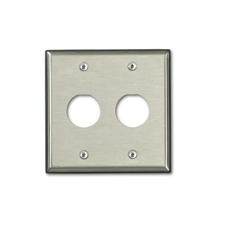 Leviton 2 Port Dual Gang Industrial Wallplate Stainless Steel D6710-2S2