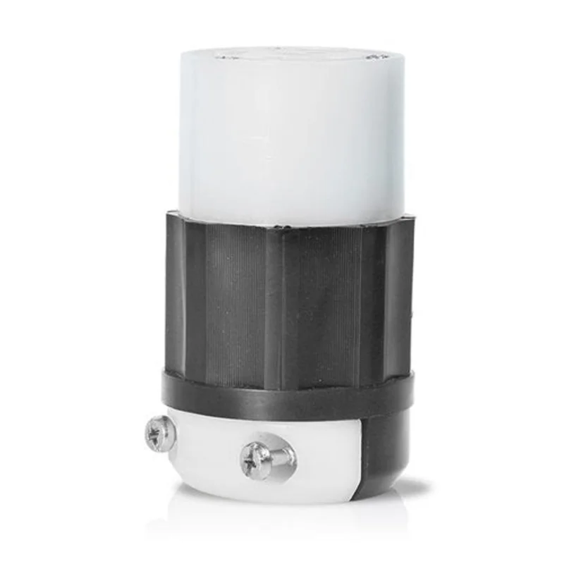 Leviton 20 Amp 125/250 Volt Locking Connector Black & White 7314-C