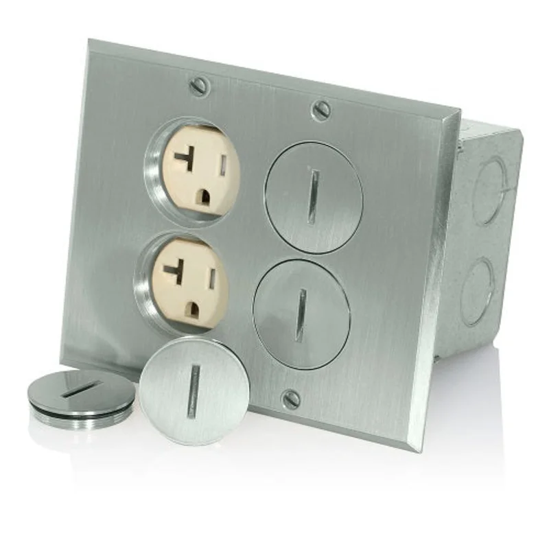 Leviton 20 Amp NEMA 5-20R Floor Box Tamper-Resistant Receptacle Nickel Ivory 35349-TFN