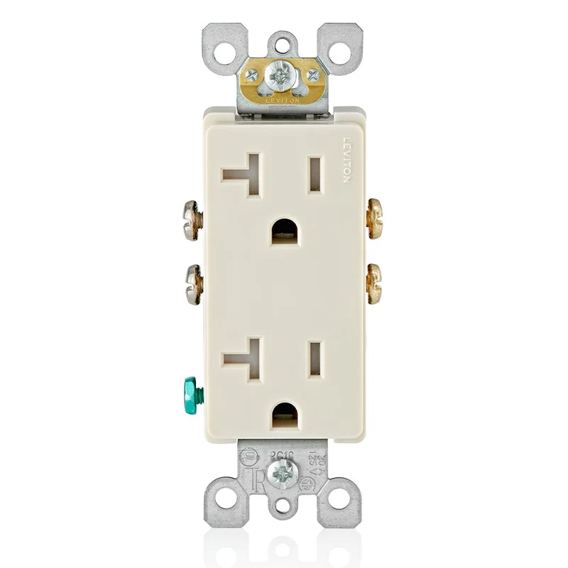 Leviton 20 Amp NEMA 5-20R Tamper-Resistant Duplex Outlet Light Almond T5825-T