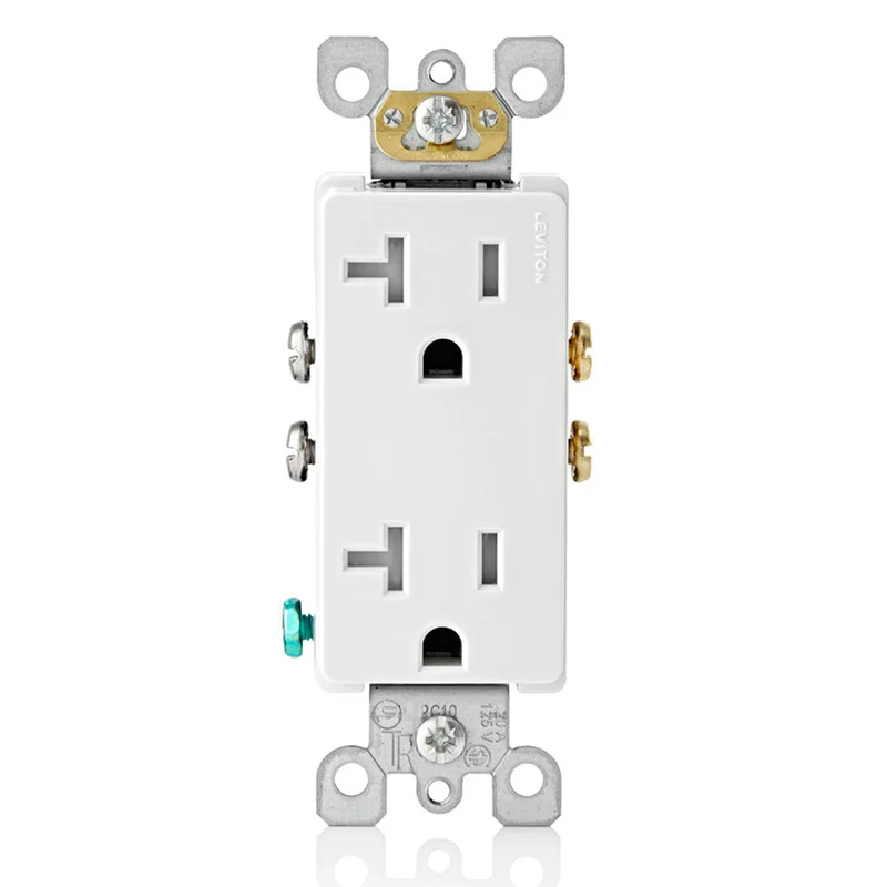 Leviton 20 Amp NEMA 5-20R Tamper-Resistant Duplex Outlet White T5825-W