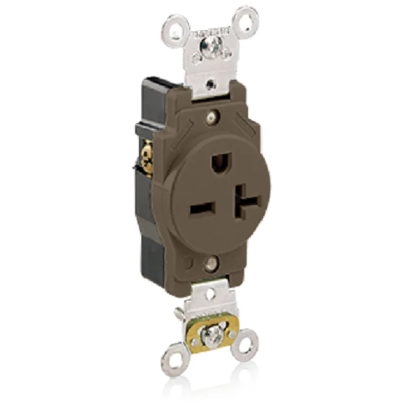 Leviton 20 Amp NEMA 6-20R Brown Single Locking Device 5461