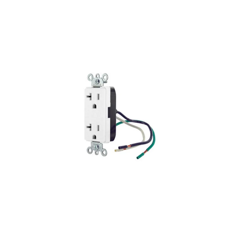 Leviton 20A 125V Decora Plus Duplex Receptacle Outlet Commercial Grade White 16352-LW