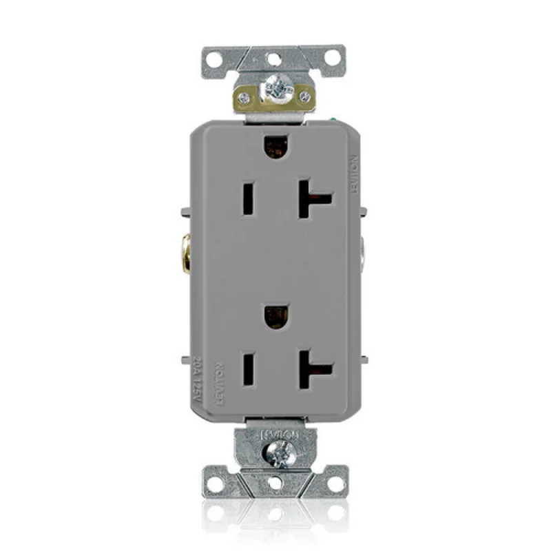 Leviton 20A 125V Decora Plus Duplex Receptacle Outlet Gray 16342-GY