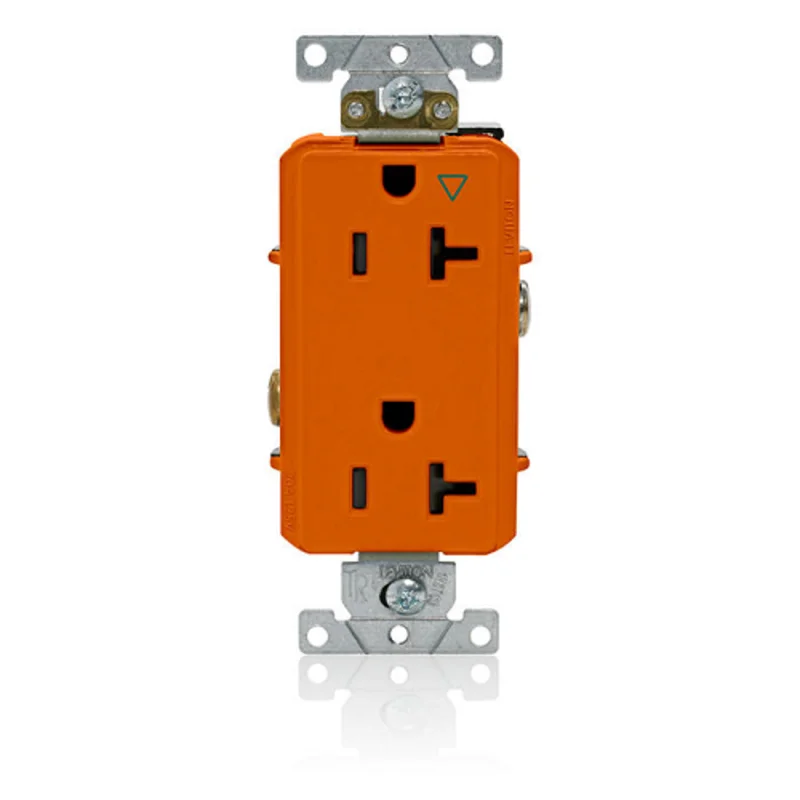 Leviton 20A 125V Decora Plus Isolated Ground Duplex Receptacle Outlet Orange 16362-OIG