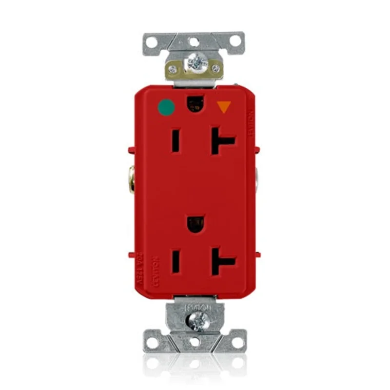 Leviton 20A 125V Decora Plus Isolated Ground Duplex Receptacle Outlet Red D8300-IGR