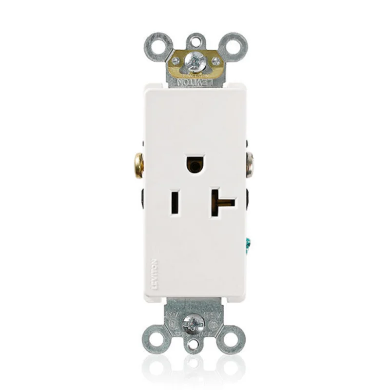 Leviton 20A 125V Decora Plus Single Receptacle Outlet Commercial Grade White 16351-W