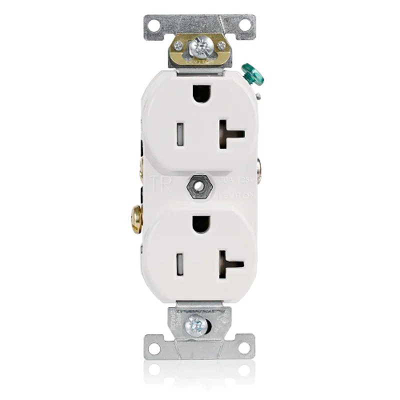 Leviton 20A 125V Duplex Receptacle Outlet Smooth Face White TCR20-W
